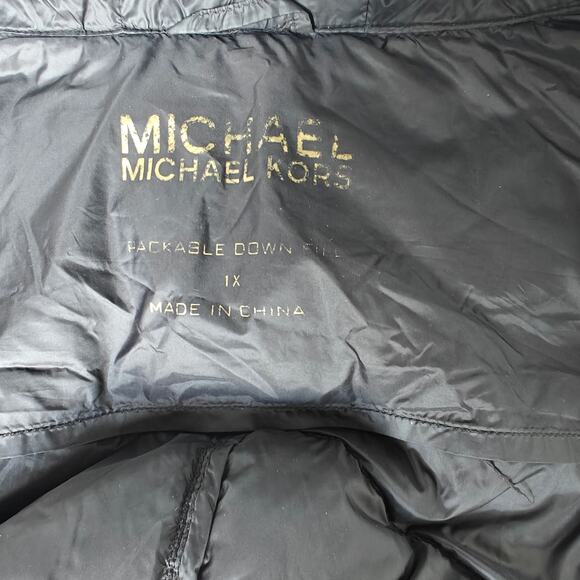 Michael Kors Packable Down Puffer Coat Black Hooded Jacket Women’s 1X Plus Size - Picture 4 of 5